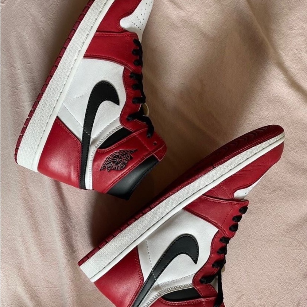 Nike Red and White High-Top Sneakers